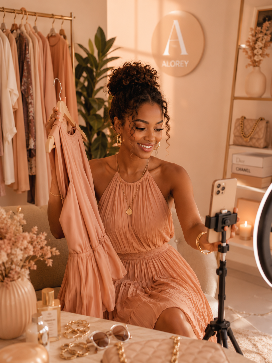 Alorey Agent recording content in her studio