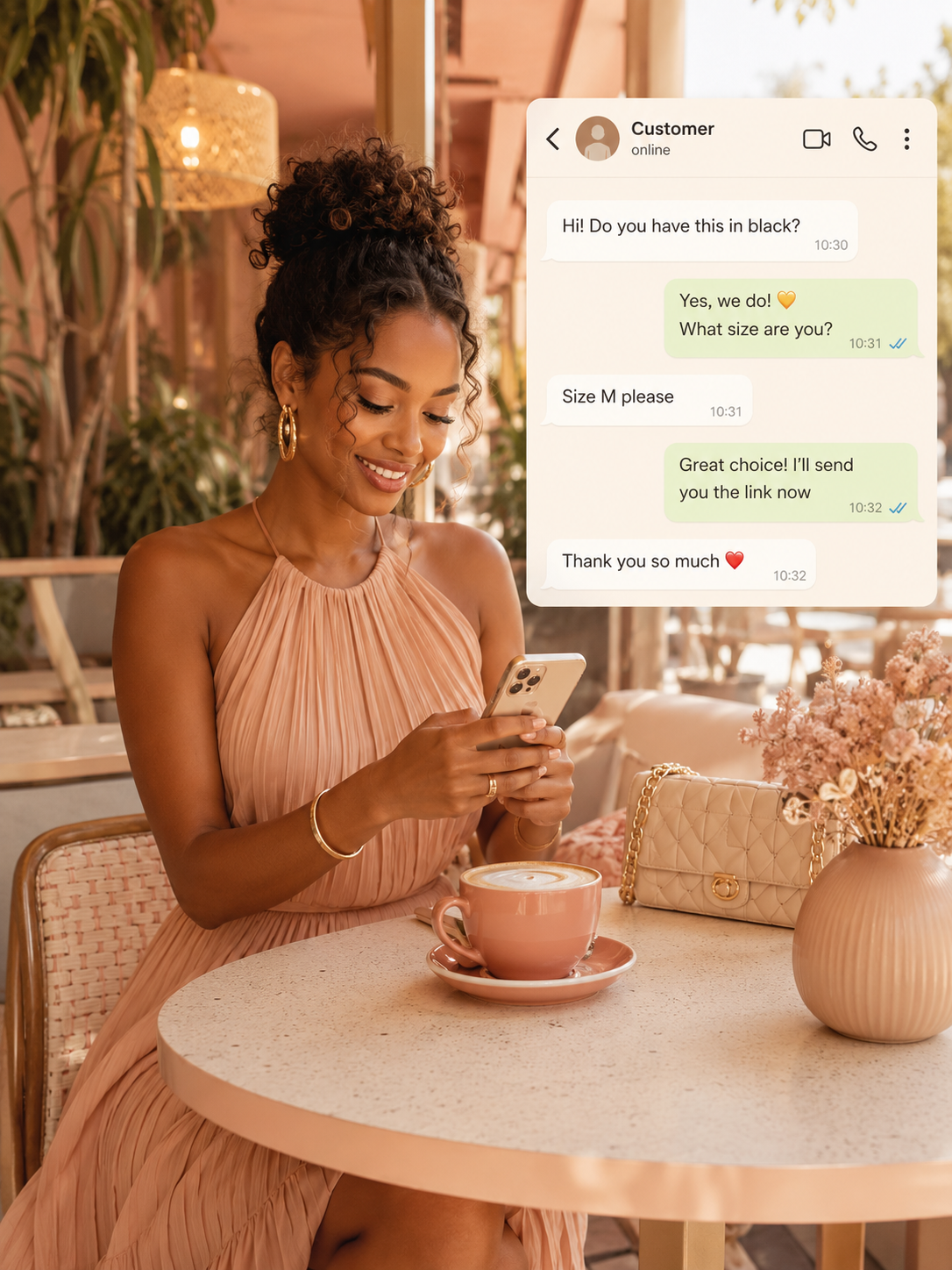 Alorey Agent chatting with a customer on WhatsApp